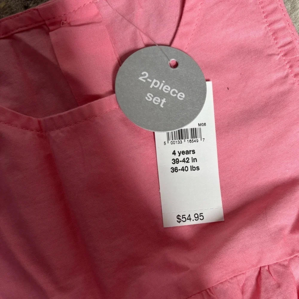 NWT GAP Coral Frost Pink Eyelet Poplin 2-Piece Outfit Size 4 Years
